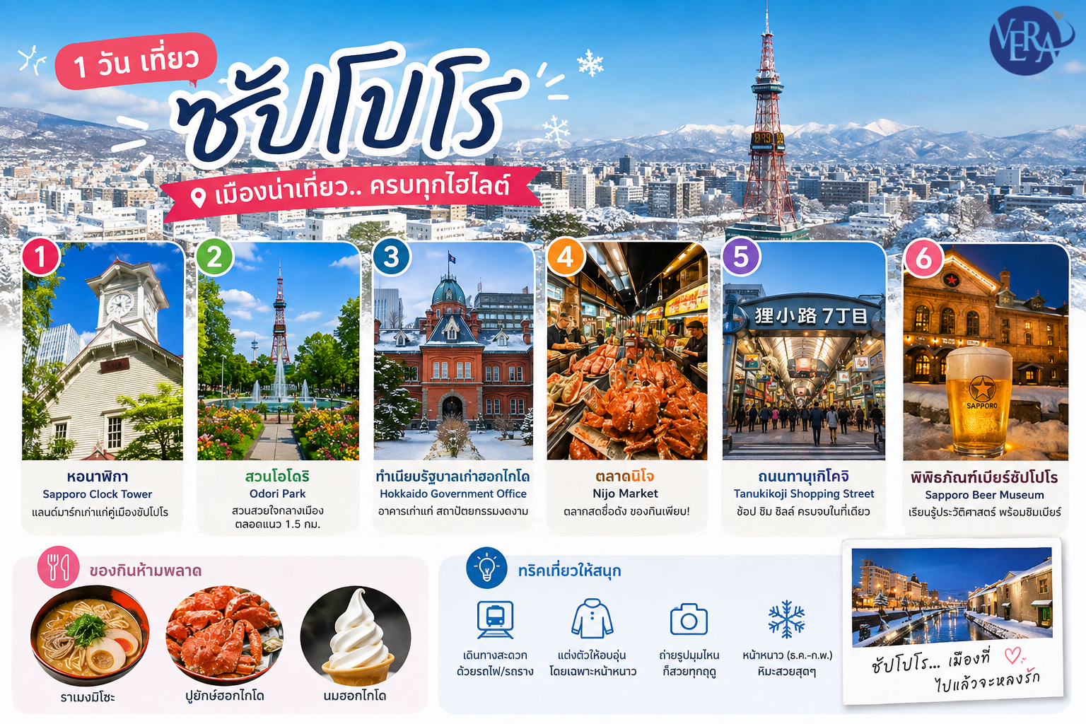 เที่ยวซัปโปโร 1 วัน เดินเที่ยวเองง่าย เก็บครบทุกไฮไลต์ | VeraTour