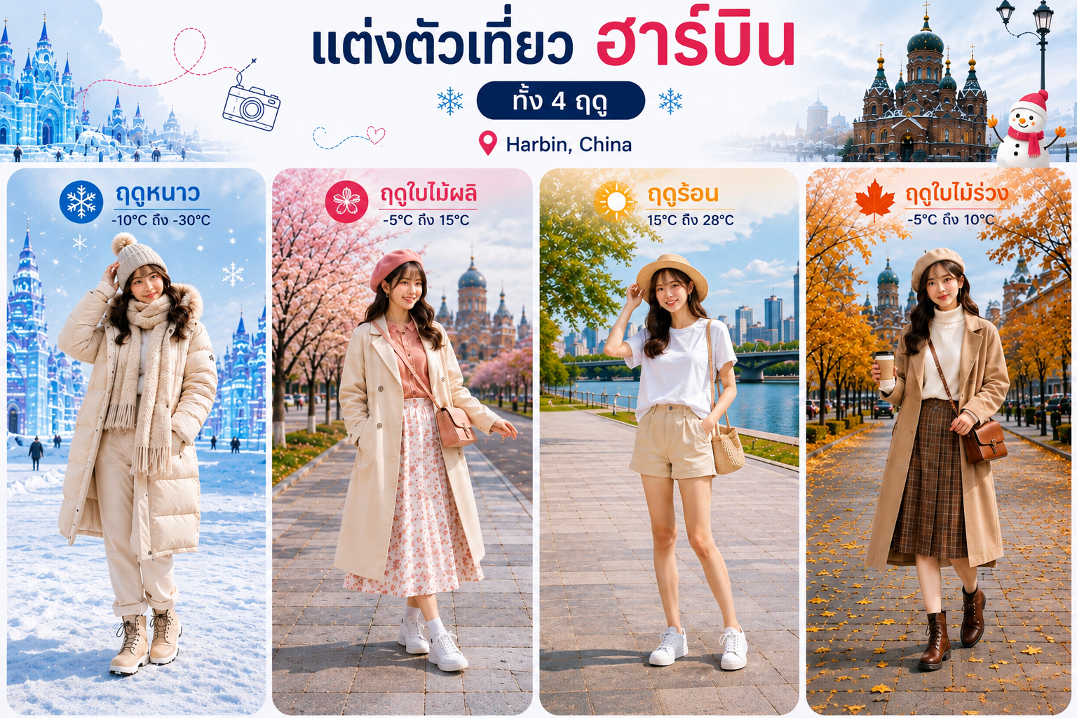แต่งตัวเที่ยวฮาร์บิน 4 ฤดู | VERA TOUR